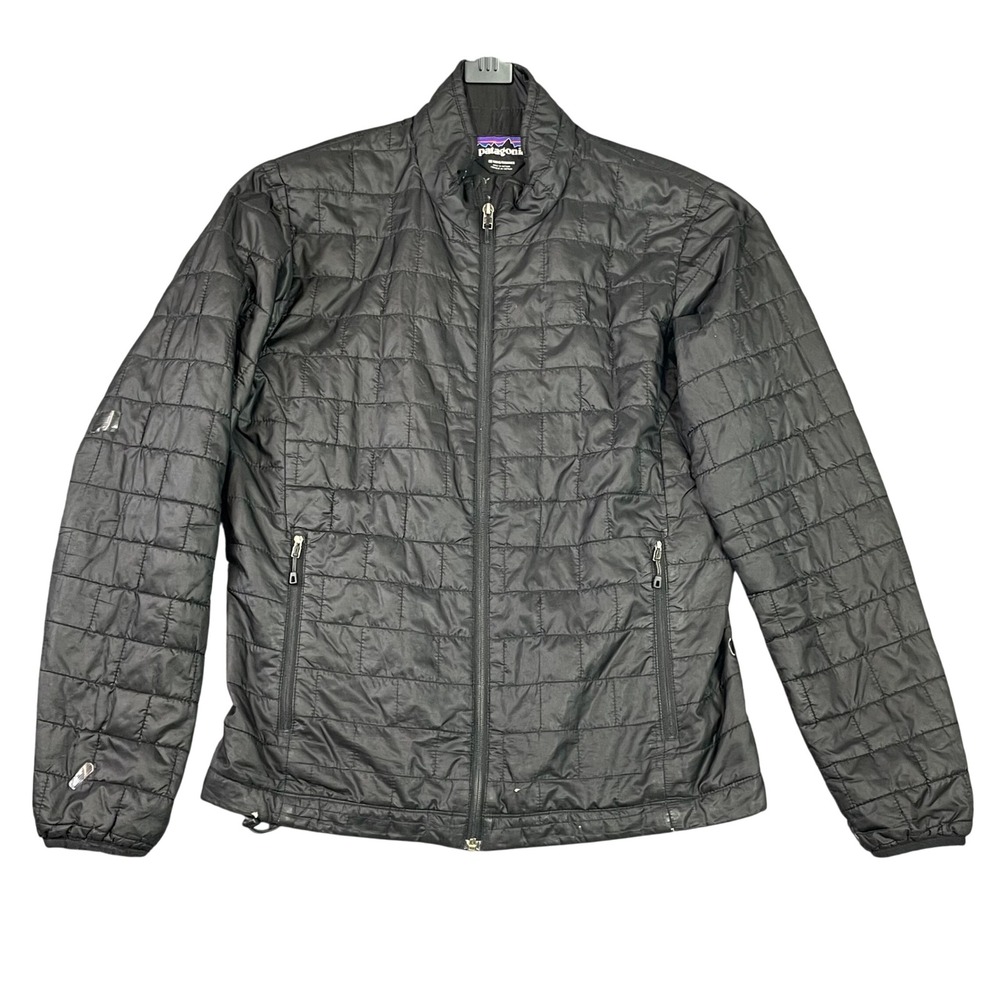 Patagonia Nano Puff Jacket Mens Medium Black Quilted Puffer *FLAW Patches Repair